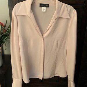 100% Silk Light Pink women’s long sleeve blouse